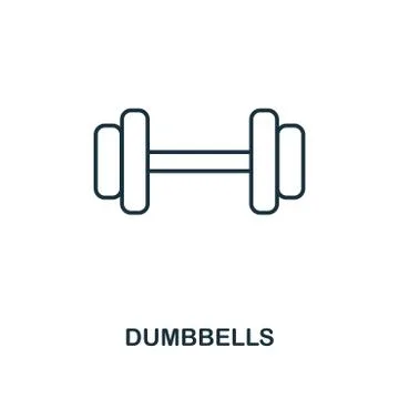 Dumbbells outline icon. Simple element illustration. Dumbbells icon in outline Stock Illustration