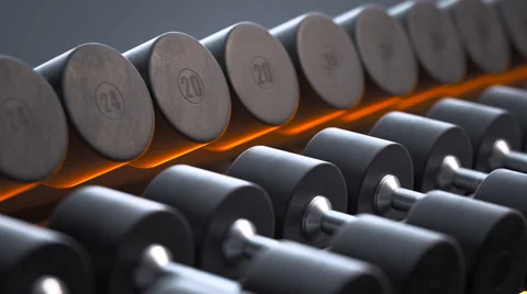 Dumbbells On A Rack Stock Footage 58912223