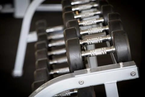 Dumbbells shallow depth of focus Stock Photos
