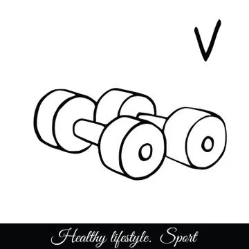 Dumbbells sketch vector icon. A call to play sports for health Stock Illustration