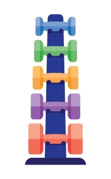 Dumbbells stack lined up Stock Illustration