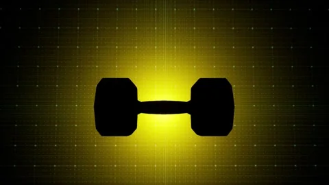 Dumbell animation on yelllow background with grid modern backdrop Stock Footage 306249177