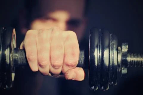 Dumbell with hand Foto stock