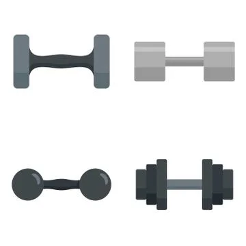 Dumbell icon set, flat style Stock Illustration