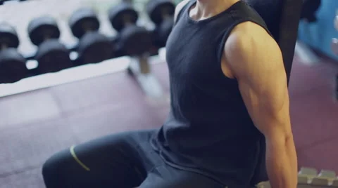 Dumbell workout in gym Stock Footage 64172256