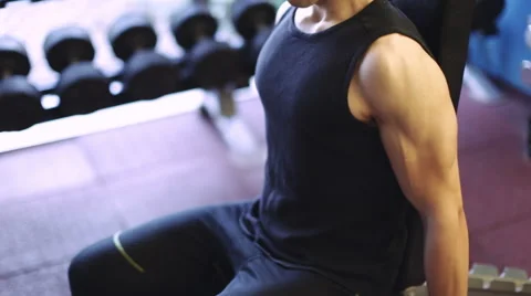 Dumbell workout in gym Stock Footage 64172388