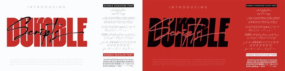 Dumble Script Bold Modern Typography Vector Font Alphabet Set Stock Illustration