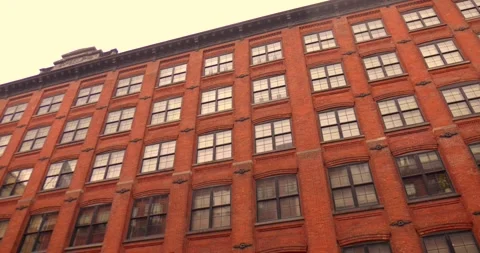 Dumbo Brick Architecture - Historic Brooklyn Warehouse Facade, Industrial Stock Footage 323343993