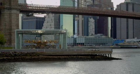 Dumbo Carousel NYC 5.9.20 BMCC Pocket 4K Stock Footage 130542430