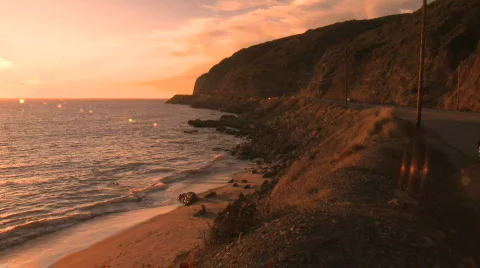 Dume Point Sunset Stock Footage 481592