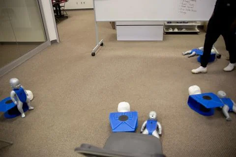 Dummies on the floor for CPR first aid training Stock Photos