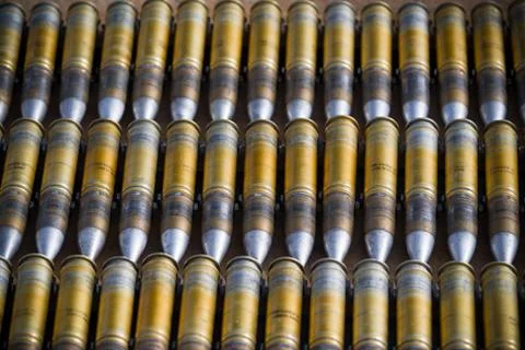 Dummy ammunition for a combat helicopter Stock Photos