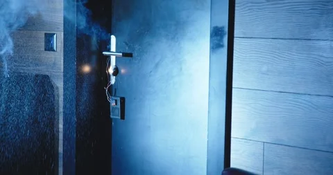 A dummy explodes at a door Stock Footage 293033684