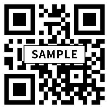 A dummy sample icon for a QR code and the word "SAMPLE" Illustrazione stock