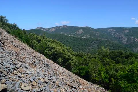 Dump of the abandoned mine Sa Duchessa Stock Photos