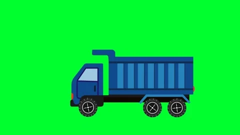 Dump cargo Truck driving with container on Green screen animation.carriage goods Stock Footage 228741295