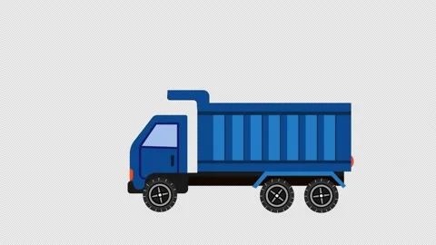 Dump cargo Truck driving with container Alpha channel animation.carriage goods Stock Footage 229511313