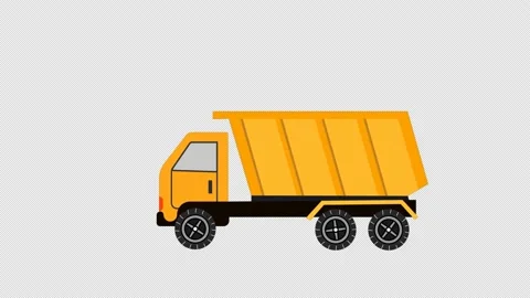 Dump cargo Truck driving with container Alpha channel animation.carriage goods Stock Footage 229511364