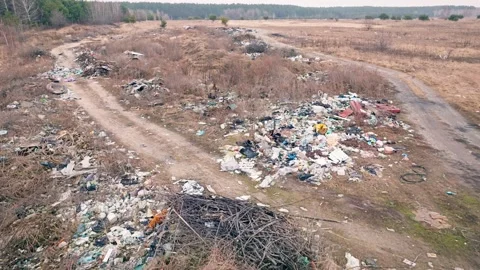 Dump ecology dirty plastic waste garbage platform catastrophe nature Stock Footage 236142970