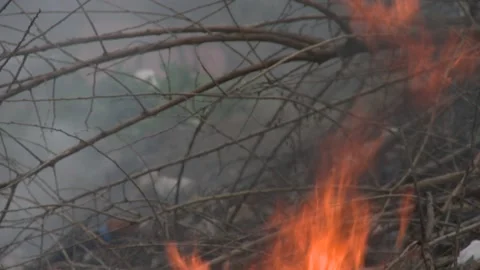 Dump, Garbage and fire Stock Footage 139283694