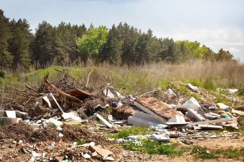 Dump garbage near the forest Stock Photos