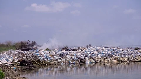 Dump on maldive island Stock Footage 76138558