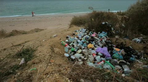 Dump plastic near the sea Stock Footage 862174