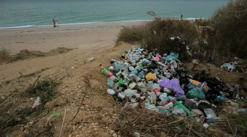 Dump plastic near the sea Stock Footage 1395487