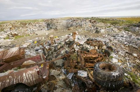 The dump on Shishmaref a tiny island between alaska and siberia in the Chukch Stock Photos
