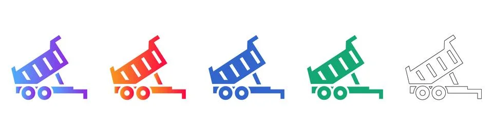 Dump Trailer Construction Icons Stock Illustration
