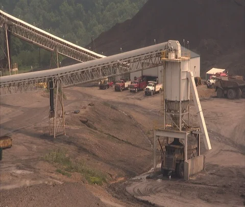 Dump truck being loaded with coal at Century Mine Stock Footage 86812566