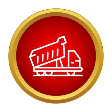 Dump truck construction vehicle button icon design Stock Illustration