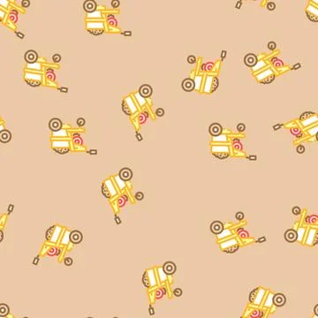Dump truck construction vehicle vector seamless pattern Stock Illustration