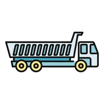Dump truck delivering materials at construction site icon Stock Illustration