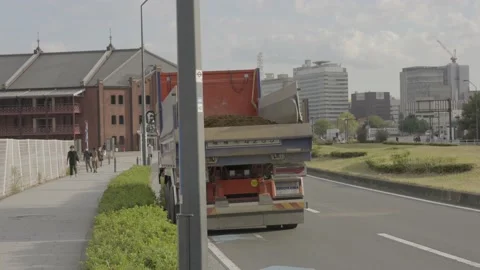 Dump truck drives off Stock Footage 228756789