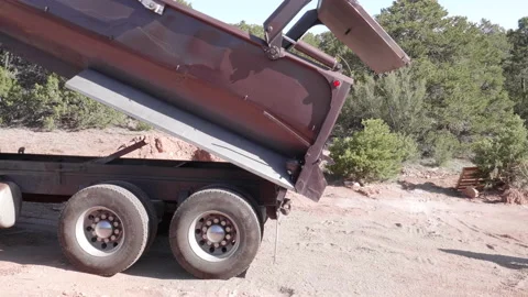 Dump Truck Dumping Bark Load Stock Footage 131765019