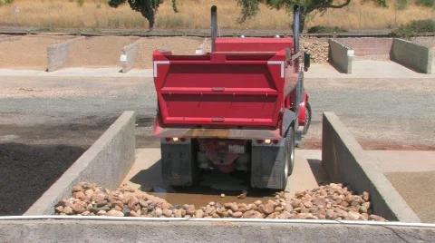 Dump Truck Dumping Boulders Stock Footage 320488