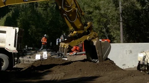 Dump Truck with Excavator Stock Footage 8684136