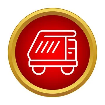 Dump truck icon in red circle button Stock Illustration