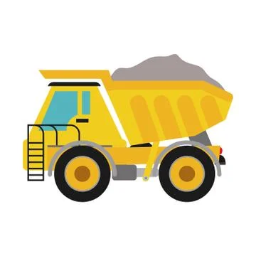 Dump truck icon. Under construction concept. Vector graphic Illustrazione stock
