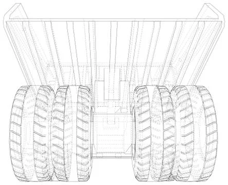 Dump truck isolated. Vector rendering of 3d. Wire-frame style. The layers of Illustrazione stock