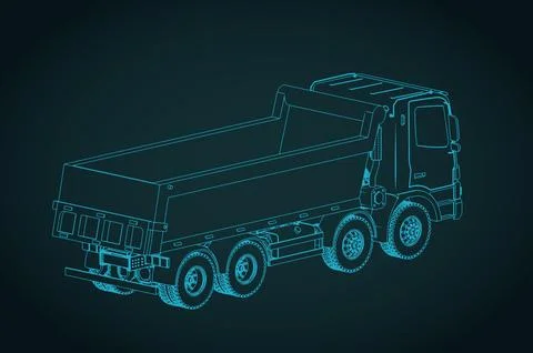 Dump truck isometric sketch 스톡 일러스트