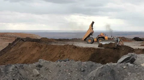 Dump truck in pit mine Video stock 49342863