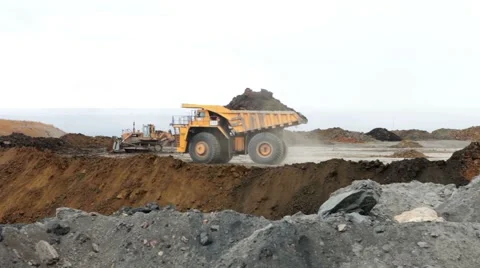 Dump truck in pit mine Stock Footage 49342925