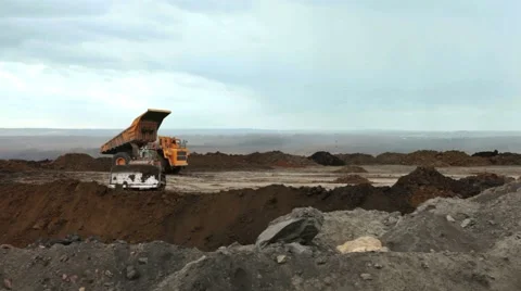 Dump truck in pit mine Stock Footage 49343194