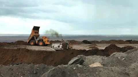 Dump truck in pit mine Stock Footage 49343414