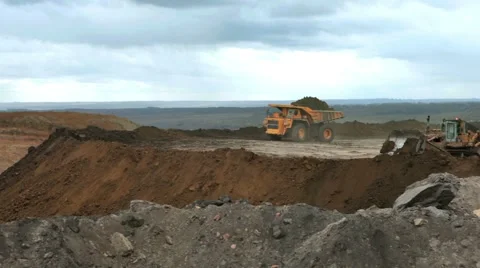 Dump truck in pit mine Stock Footage 49343469