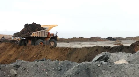 Dump truck in pit mine Stock Footage 49343758