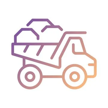 Dump truck pixel perfect gradient linear vector icon Stock Illustration