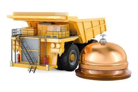 Dump truck with reception bell. 3D rendering Stock Illustration